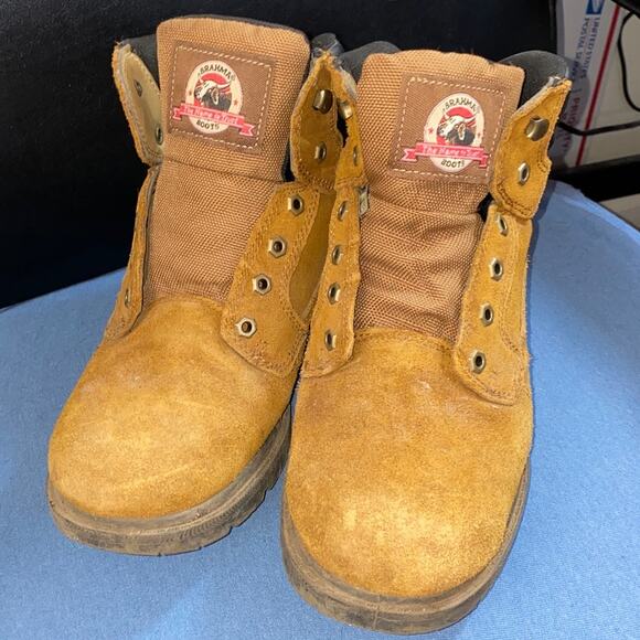 Brahma Bravo Work Boots Mens 8.5 W Brown Soft Toe Leather Waterproof Utility GUC - Picture 1 of 10